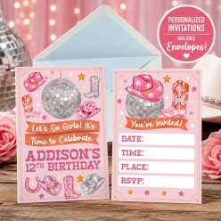 The Cowgirl Disco PERSONALIZED Invitations - 8 Pk